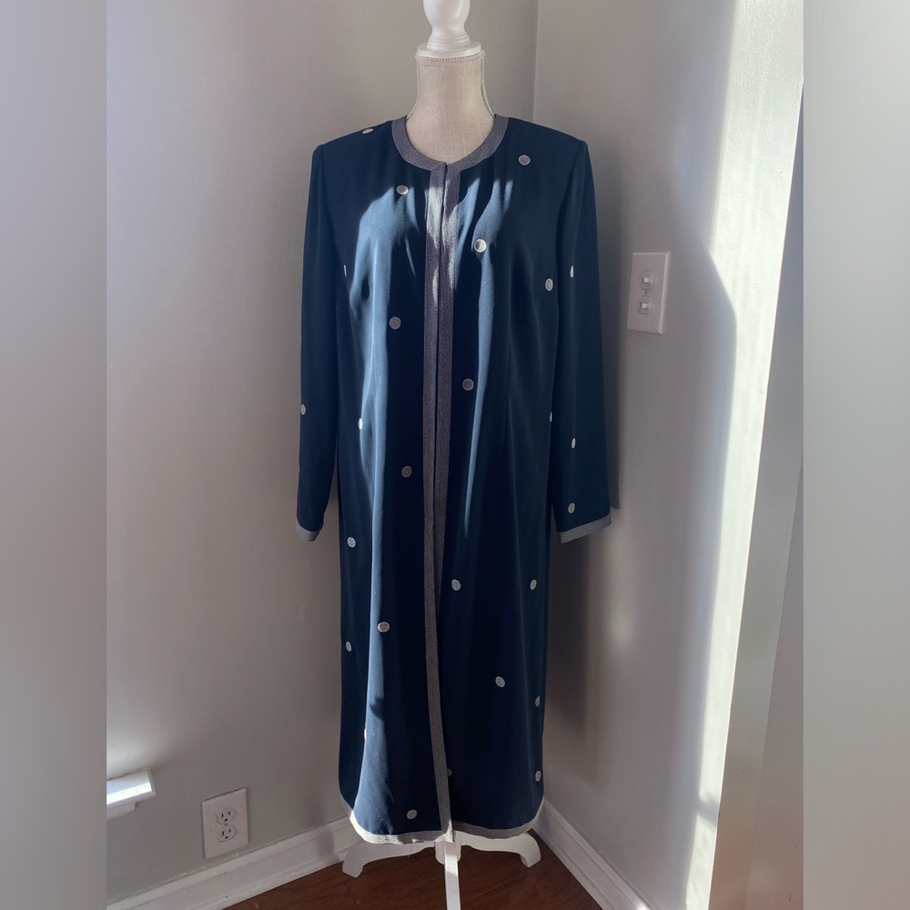 Windsmoor Long Lined Jacket w Gold Embroidered Dots